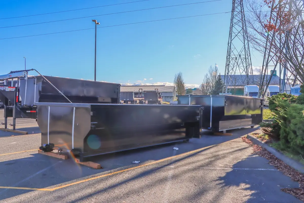 Roll-off dumpster ready for waste disposal at job site for Cleanout Dumpster Rental in Hillview